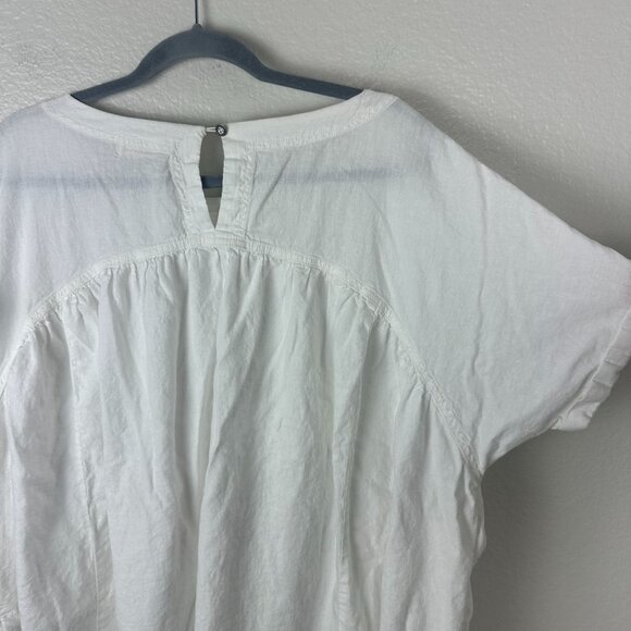 We the Free White Moon City Tunic Top M Linen Blend Frayed Hem Boho Minimalist - Picture 9 of 10